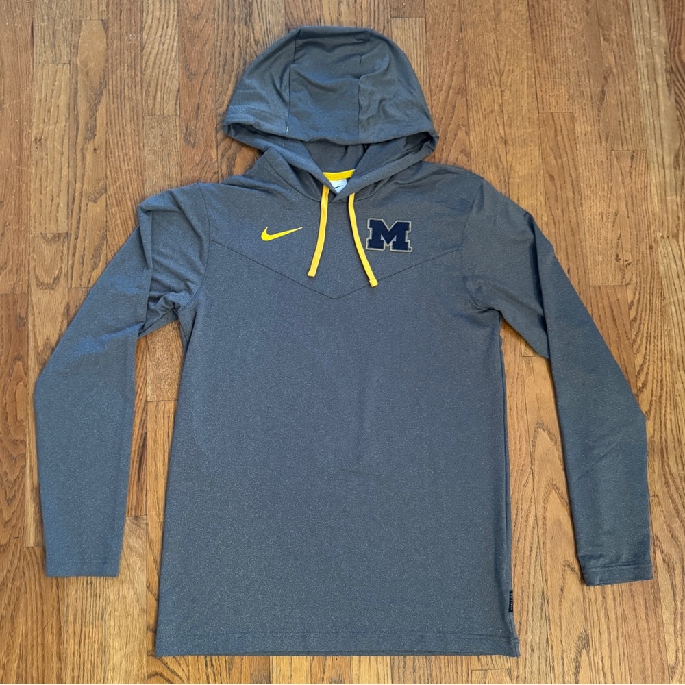 Nike Michigan Wolverines Football On-Field Dri-Fit Football Hoodie- Grey Small